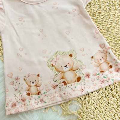  Conj. Blusa Ursinhas Fofas e Short - Rose